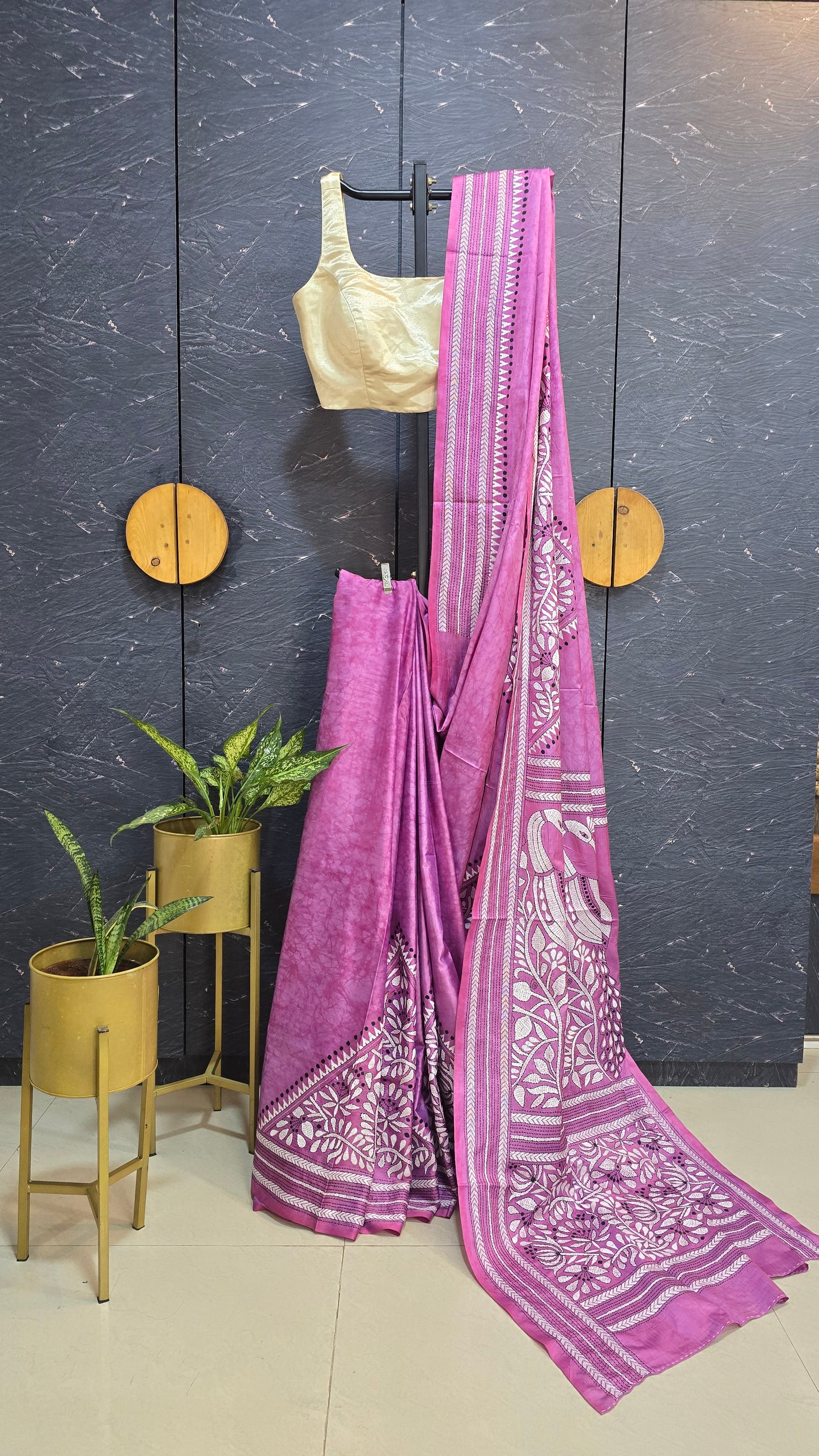 Batik Kantha Silk Saree