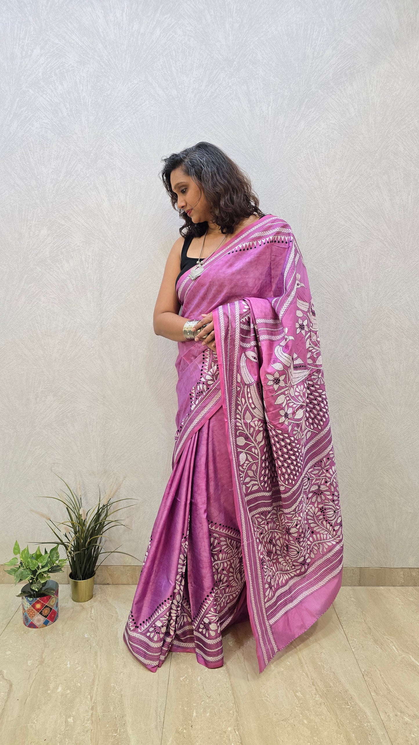 Batik Kantha Silk Saree
