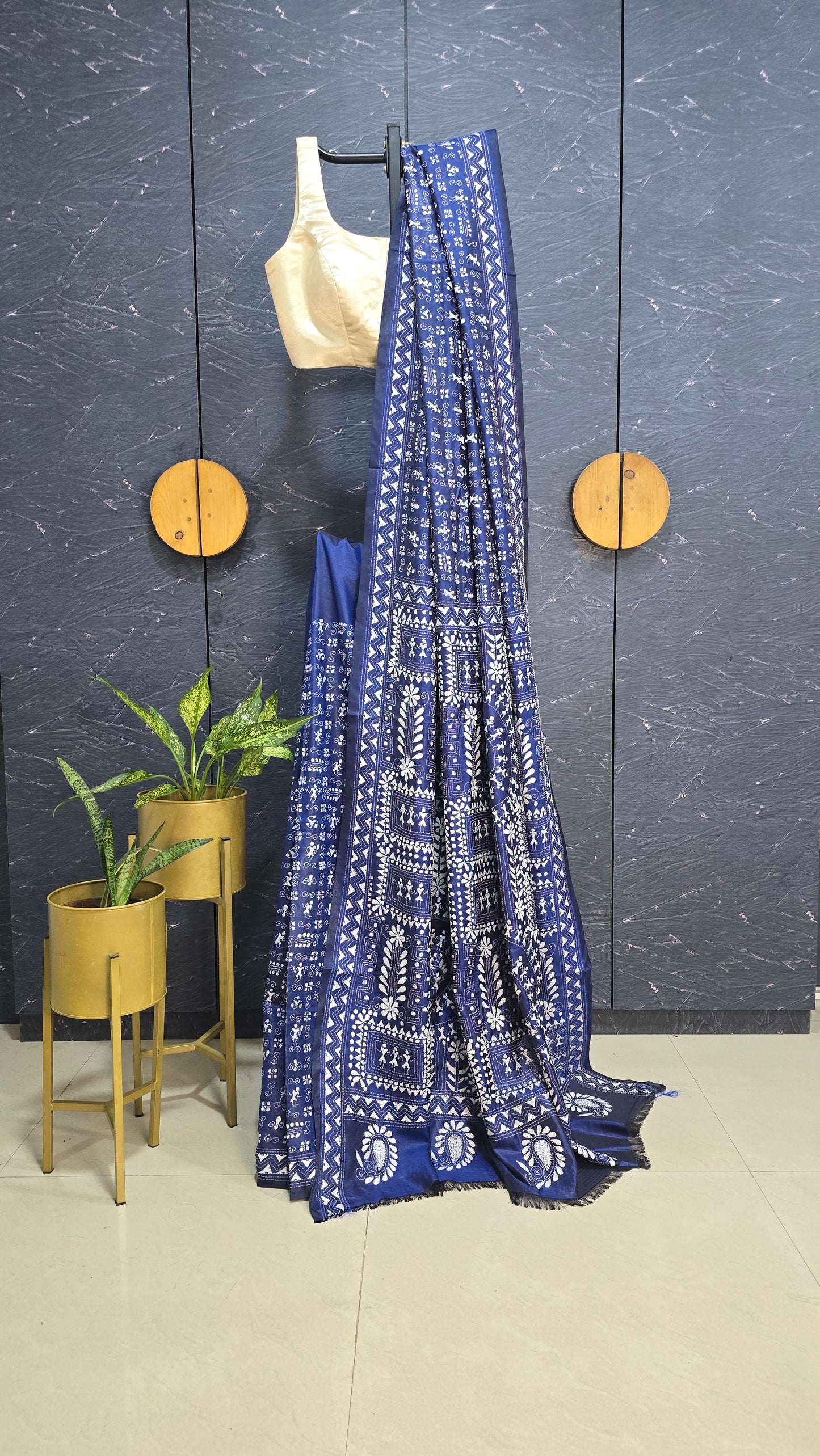 Madhubani Kantha Silk Saree