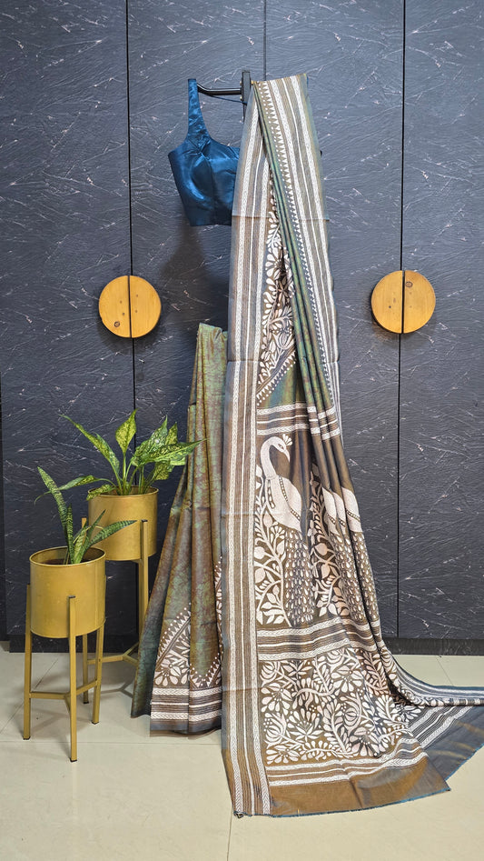 Batik Kantha Silk Saree
