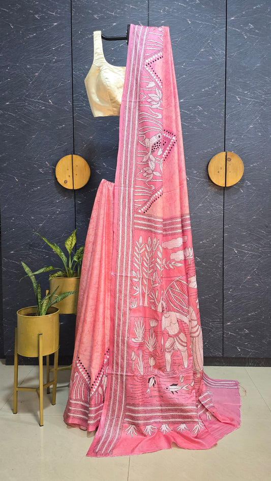 Batik Kantha Silk Saree