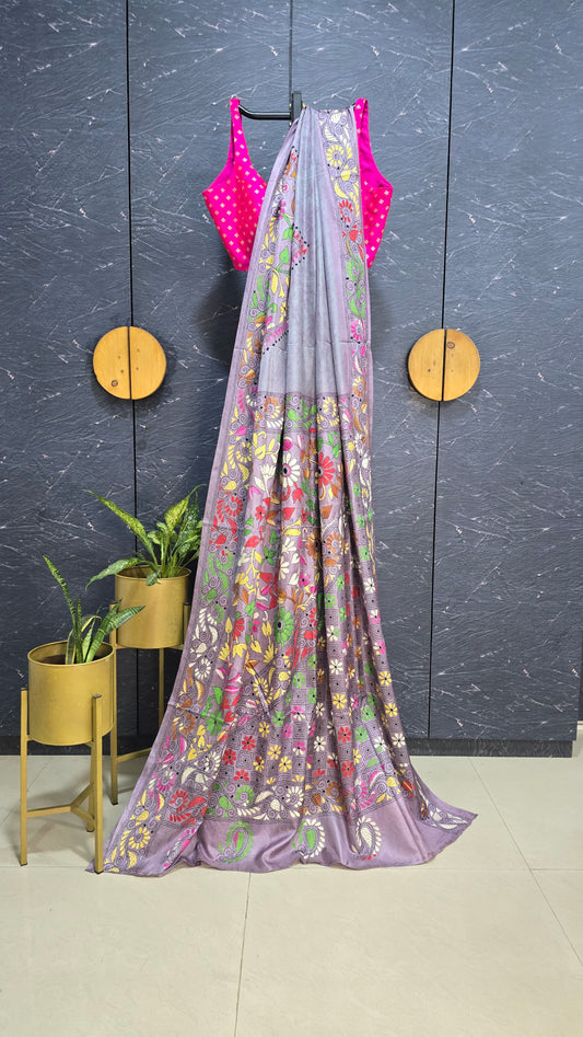 Batik Kantha Silk Saree