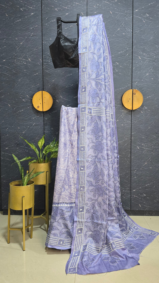Batik Kantha Silk Saree