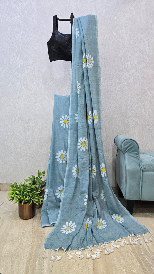 Hand painted cotton saree