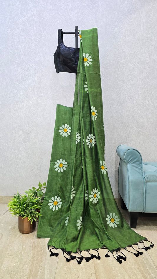 Hand painted cotton saree