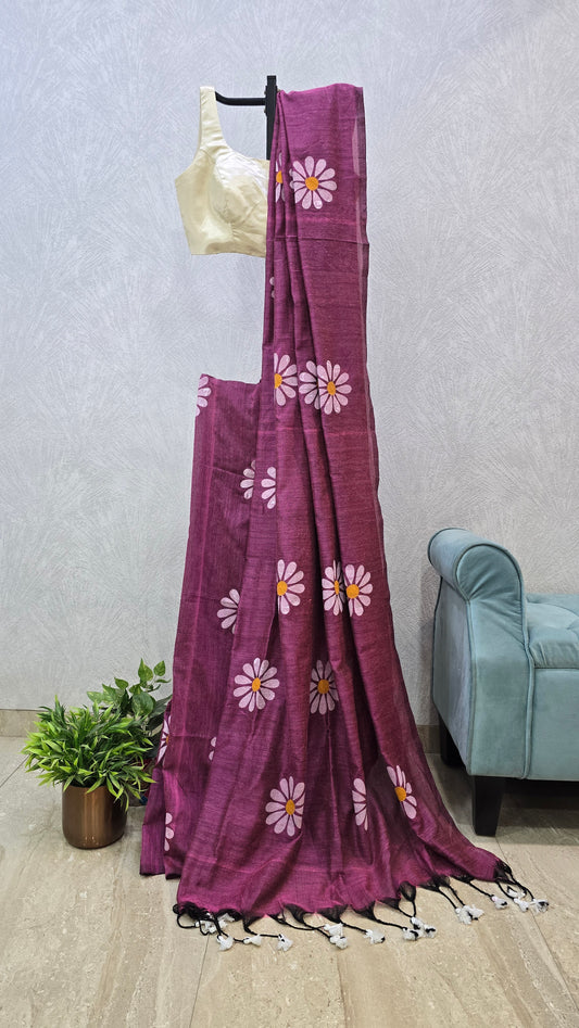 Hand painted cotton saree